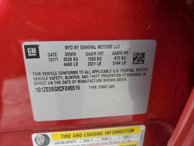 1G1ZE5E02CF245519 - 2012 CHEVROLET MALIBU LTZ წითელი ფოტო 13