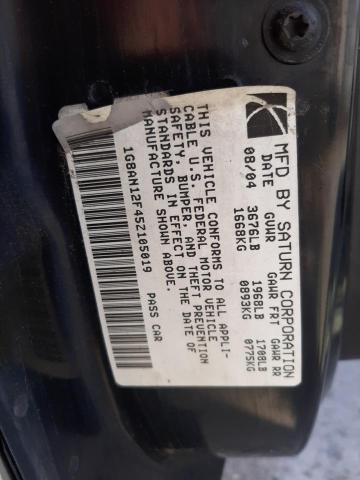 1G8AN12F45Z105019 - 2005 SATURN ION LEVEL 2 SILVER photo 12