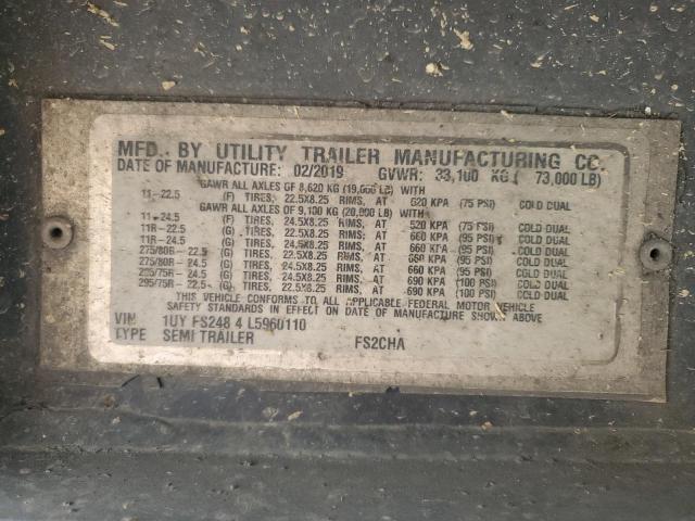 1UYFS2484L5960110 - 2020 UTILITY TRAILER Gümüş foto 10
