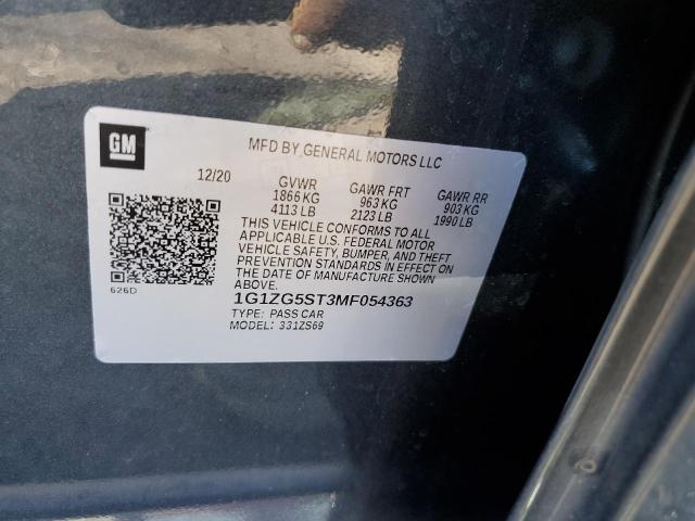 1G1ZG5ST3MF054363 - 2021 CHEVROLET MALIBU RS رمادي صورة 12