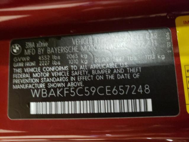 WBAKF5C59CE657248 - 2012 BMW 328I XI SULEV RED photo 12