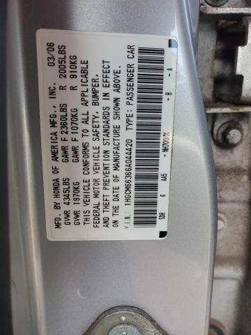 1HGCM66366A044420 - 2006 HONDA ACCORD LX SILVER photo 12