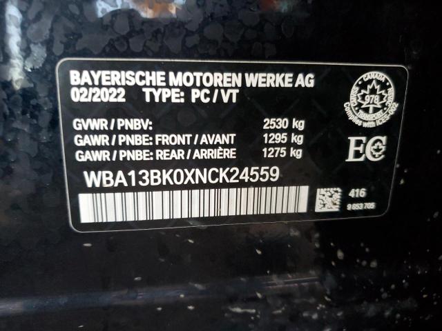 WBA13BK0XNCK24559 - 2022 BMW M550XI BLACK photo 12