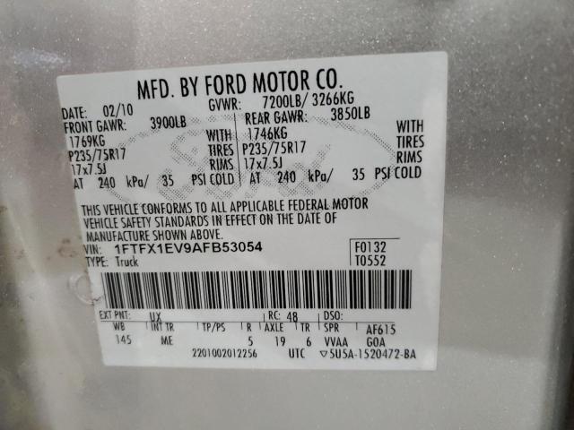 1FTFX1EV9AFB53054 - 2010 FORD F150 SUPER CAB SILVER photo 12