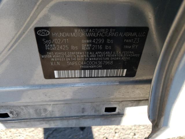 5NPEC4AC0CH367968 - 2012 HYUNDAI SONATA SE GRAY photo 13