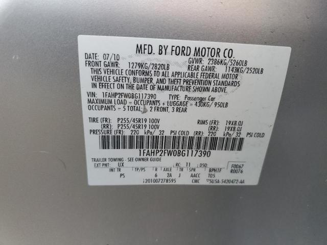 1FAHP2FW0BG117390 - 2011 FORD TAURUS LIMITED SILVER photo 12