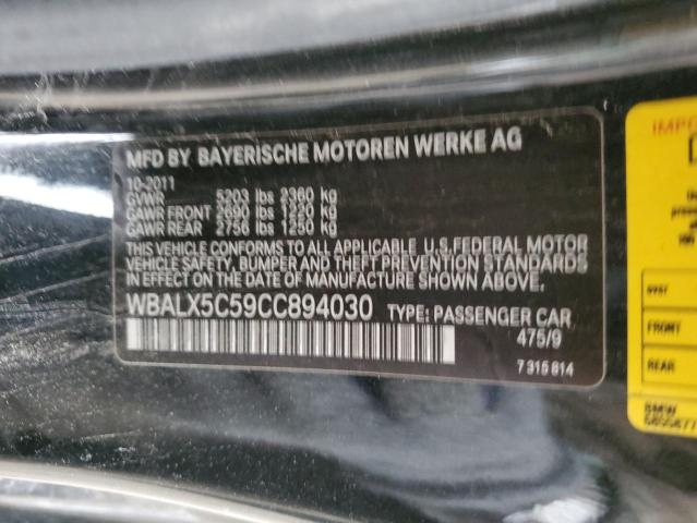 WBALX5C59CC894030 - 2012 BMW 650 XI BLACK photo 12