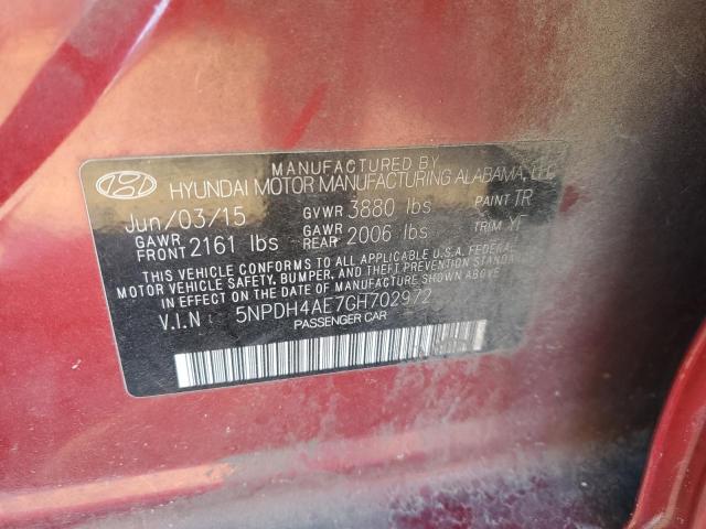 5NPDH4AE7GH702972 - 2016 HYUNDAI ELANTRA SE RED photo 12