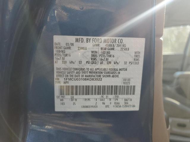 1FMCU03108KD83522 - 2008 FORD ESCAPE XLT BLUE photo 12