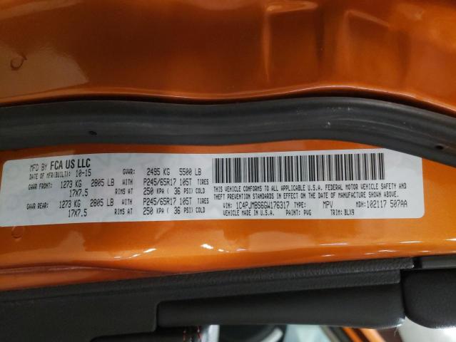 1C4PJMBS6GW176317 - 2016 JEEP CHEROKEE TRAILHAWK ნარინჯისფერი ფოტო 12