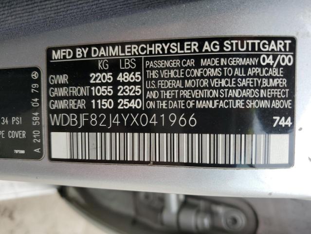 WDBJF82J4YX041966 - 2000 MERCEDES-BENZ E 320 4MATIC SILVER photo 12