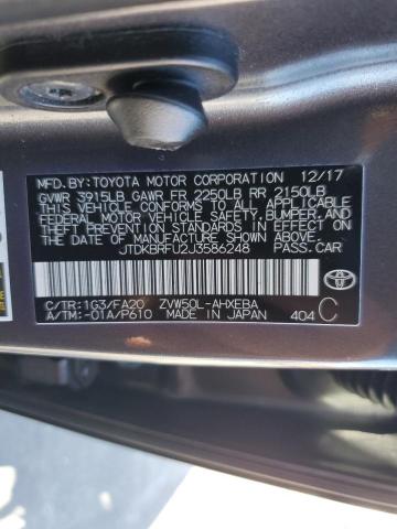 JTDKBRFU2J3586248 - 2018 TOYOTA PRIUS GRAY photo 12