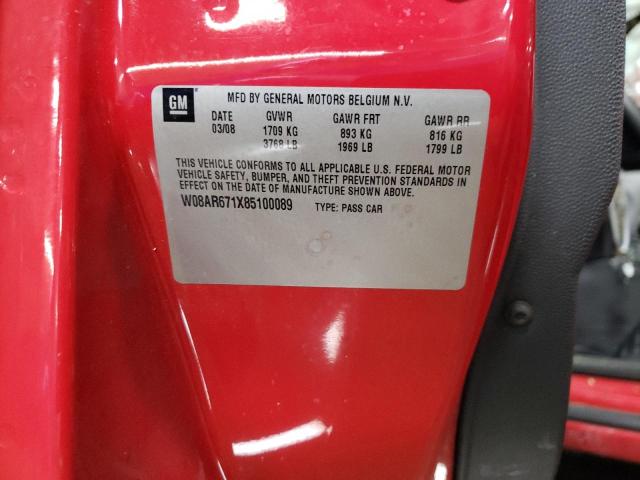 W08AR671X85100089 - 2008 SATURN ASTRA XE RED photo 12