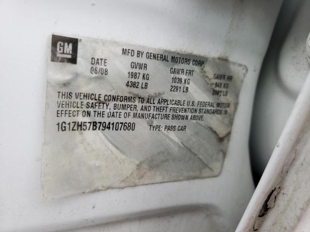 1G1ZH57B794107680 - 2009 CHEVROLET MALIBU 1LT WHITE photo 12