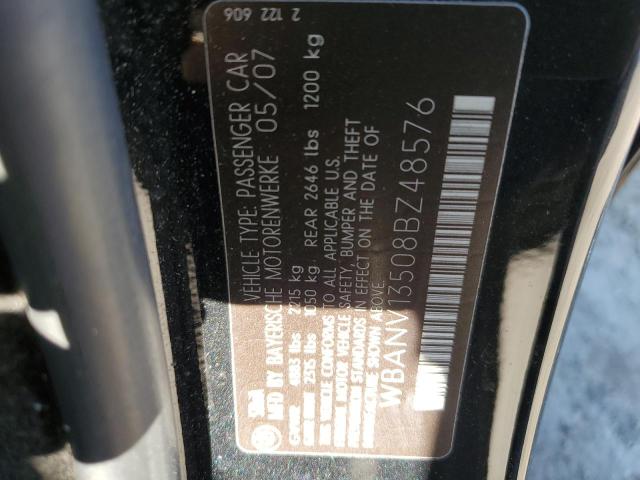 WBANV13508BZ48576 - 2008 BMW 528 XI BLACK photo 12