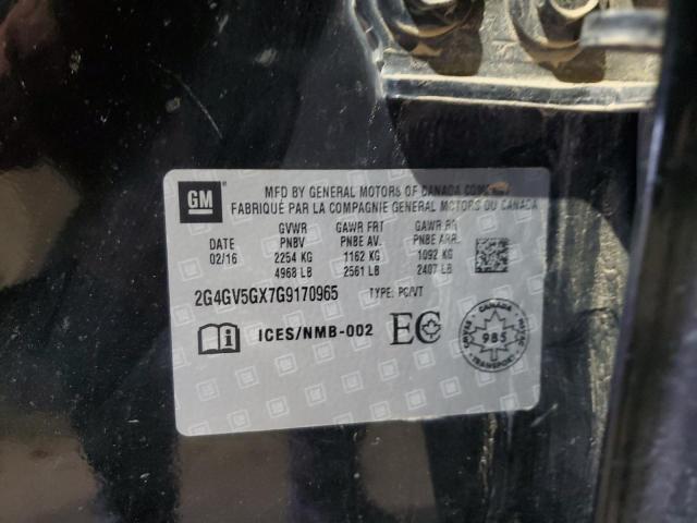 2G4GV5GX7G9170965 - 2016 BUICK REGAL GS Қара фото 12