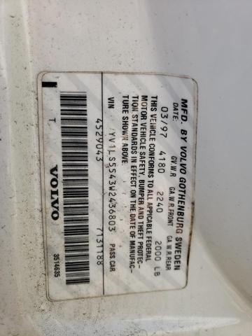 YV1LS5543W2436803 - 1998 VOLVO S70 WHITE photo 12