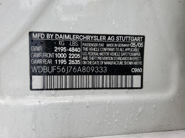 WDBUF56J76A809333 - 2006 MERCEDES-BENZ E 350 WHITE photo 12