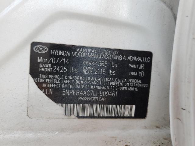 5NPEB4AC7EH909461 - 2014 HYUNDAI SONATA GLS WHITE photo 12