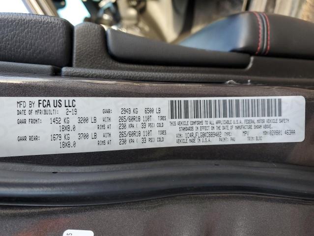 1C4RJFLG8KC689402 - 2019 JEEP GRAND CHER TRAILHAWK ნაცრისფერი ფოტო 14