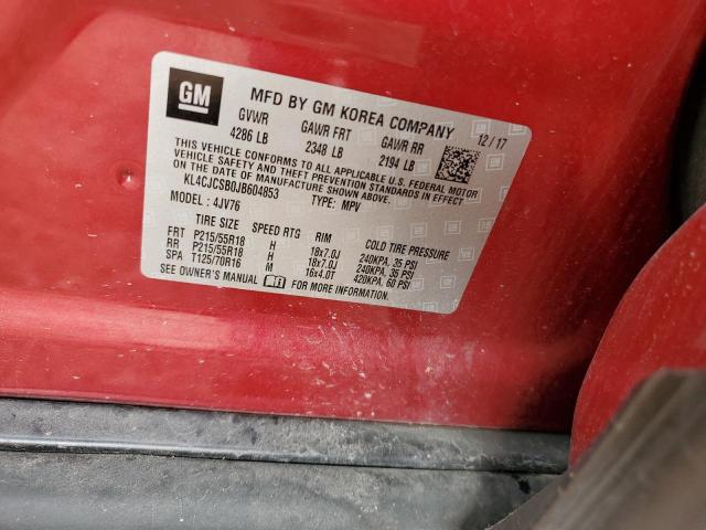 KL4CJCSB0JB604853 - 2018 BUICK ENCORE ESSENCE RED photo 12