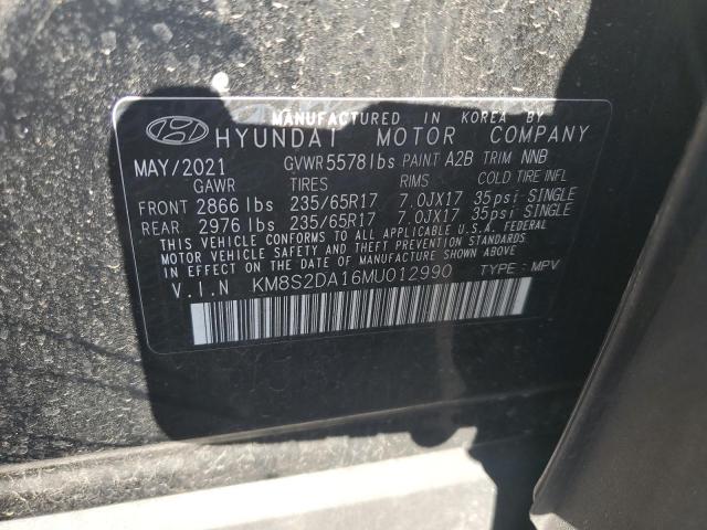 KM8S2DA16MU012990 - 2021 HYUNDAI SANTA FE BLUE BLACK photo 12