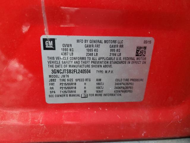 3GNCJTSB2FL240504 - 2015 CHEVROLET TRAX LTZ RED photo 13