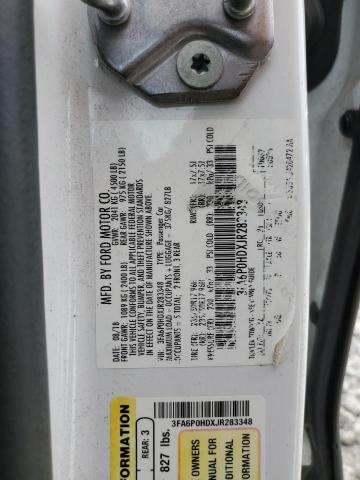 3FA6P0HDXJR283348 - 2018 FORD FUSION SE WHITE photo 12