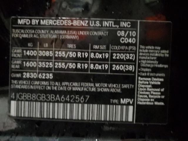 4JGBB8GB3BA642567 - 2011 MERCEDES-BENZ ML 350 4MATIC BLACK photo 13