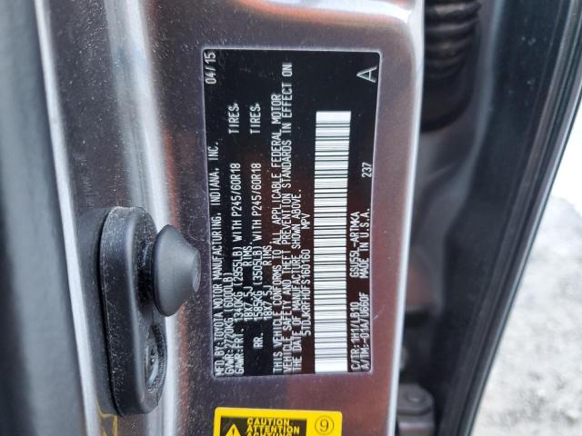 5TDJKRFH0FS160160 - 2015 TOYOTA HIGHLANDER XLE SILVER photo 13