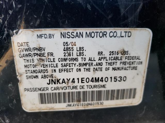 JNKAY41E04M401530 - 2004 INFINITI M45 BLUE photo 12