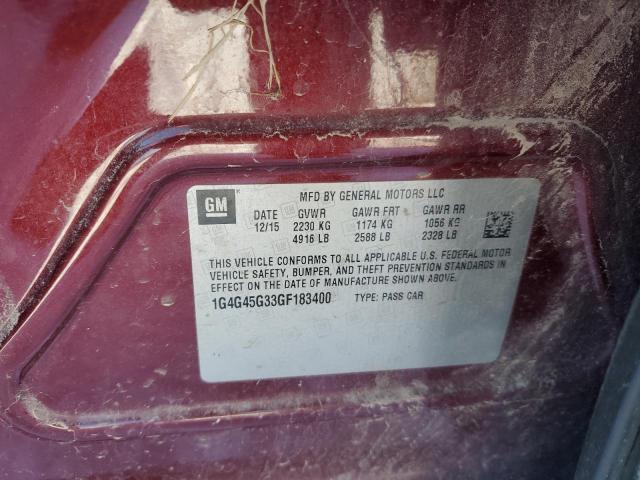 1G4G45G33GF183400 - 2016 BUICK LACROSSE SPORT TOURING RED photo 12