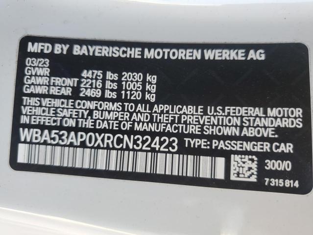 WBA53AP0XRCN32423 - 2024 BMW 430I WHITE photo 13