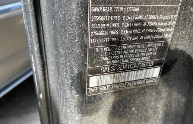 SALSF2D41CA726733 - 2012 LAND ROVER RANGE ROVE HSE BLACK photo 10