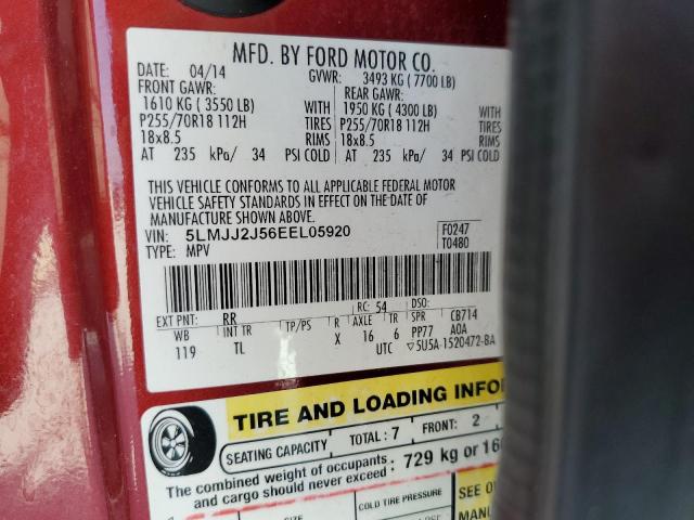 5LMJJ2J56EEL05920 - 2014 LINCOLN NAVIGATOR წითელი ფოტო 14