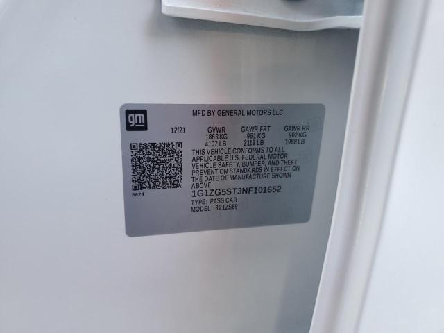 1G1ZG5ST3NF101652 - 2022 CHEVROLET MALIBU RS 白色 照片 13
