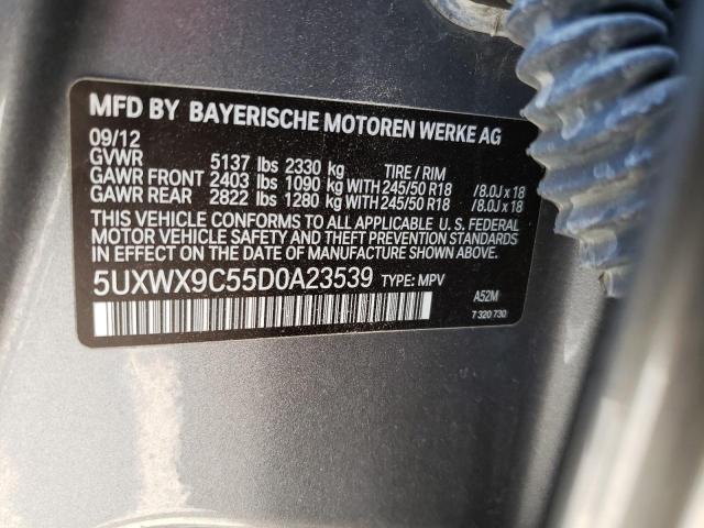 5UXWX9C55D0A23539 - 2013 BMW X3 XDRIVE28I GRAY photo 13