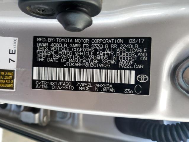 JTDKARFP8H3019825 - 2017 TOYOTA PRIUS PRIM ბეჟი ფოტო 12