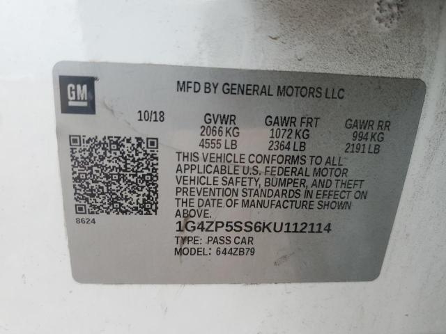 1G4ZP5SS6KU112114 - 2019 BUICK LACROSSE ESSENCE თეთრი ფოტო 12