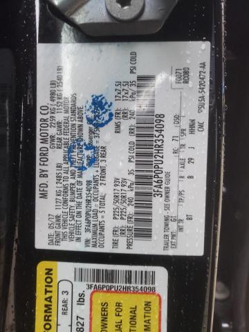 3FA6P0PU2HR354098 - 2017 FORD FUSION SE PHEV BLACK photo 12