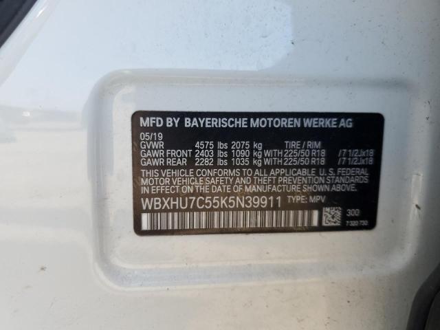 WBXHU7C55K5N39911 - 2019 BMW X1 SDRIVE28I WHITE photo 12