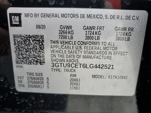 3GTU9CET6LG442521 - 2020 GMC SIERRA K1500 ELEVATION BLACK photo 12