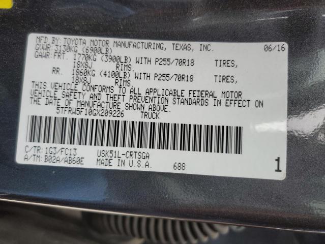 5TFRW5F10GX209226 - 2016 TOYOTA TUNDRA DOUBLE CAB SR/SR5 GRAY photo 12