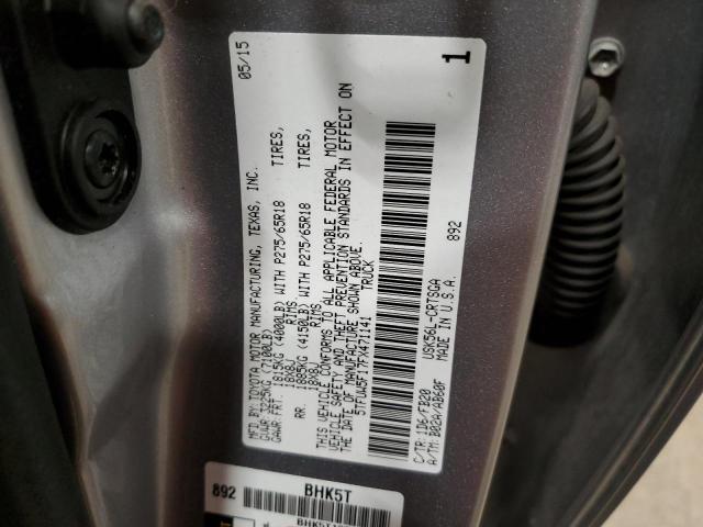 5TFUW5F17FX471141 - 2015 TOYOTA TUNDRA DOUBLE CAB SR/SR5 SILVER photo 12