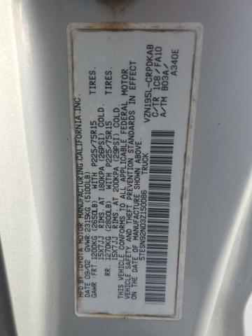 5TESN92N03Z150086 - 2003 TOYOTA TACOMA XTRACAB PRERUNNER ვერცხლისფერი ფოტო 12