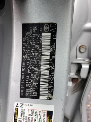 2T1KR32E98C705129 - 2008 TOYOTA COROLLA MA XR SILVER photo 12