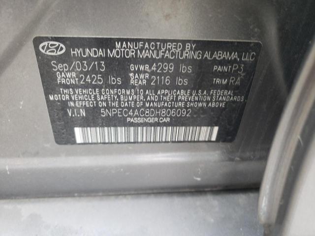 5NPEC4AC8DH806092 - 2013 HYUNDAI SONATA SE GRAY photo 12