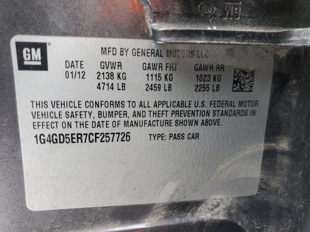 1G4GD5ER7CF257726 - 2012 BUICK LACROSSE PREMIUM GRAY photo 12