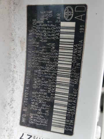 2T1KR32E76C592987 - 2006 TOYOTA COROLLA MA XR WHITE photo 12