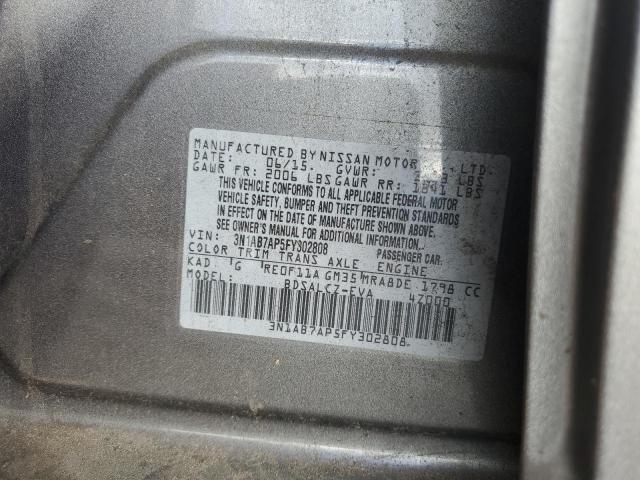 3N1AB7AP5FY302808 - 2015 NISSAN SENTRA S GRAY photo 12